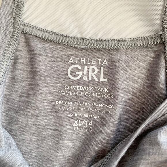Athleta Girl Comeback Tank Top Grey Mesh Girls XL 14 - Picture 7 of 9
